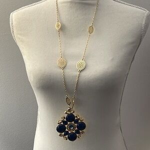 Lilly Pulitzer Gold and Navy Blue Necklace